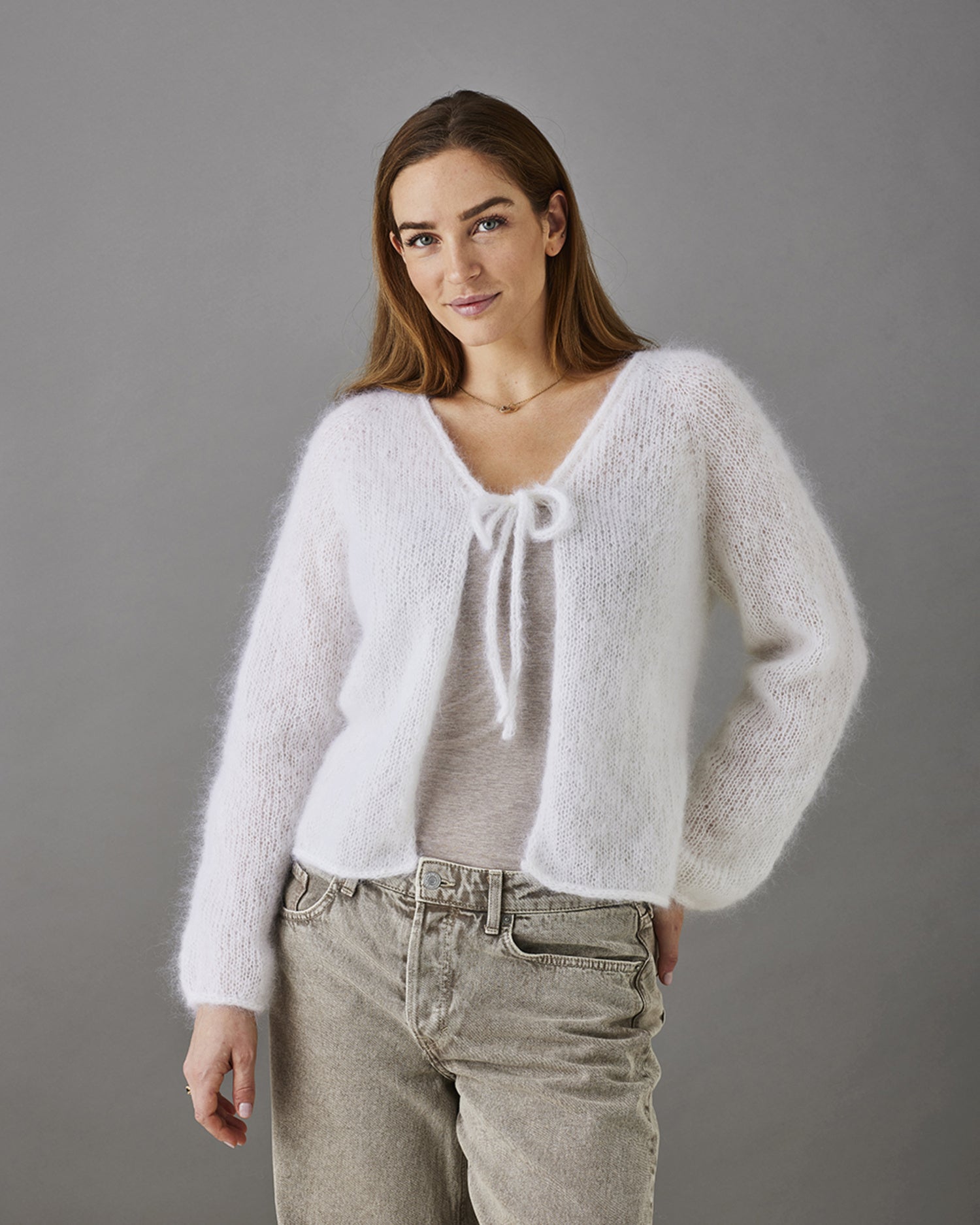 Cardigan with i-cord edges