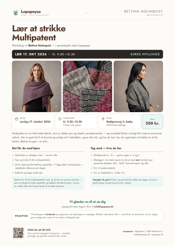Workshop - "Lær at strikke Multipatent" v/Bettina Holmquist  d. 17. oktober - Sæby, Kirke Hyllinge
