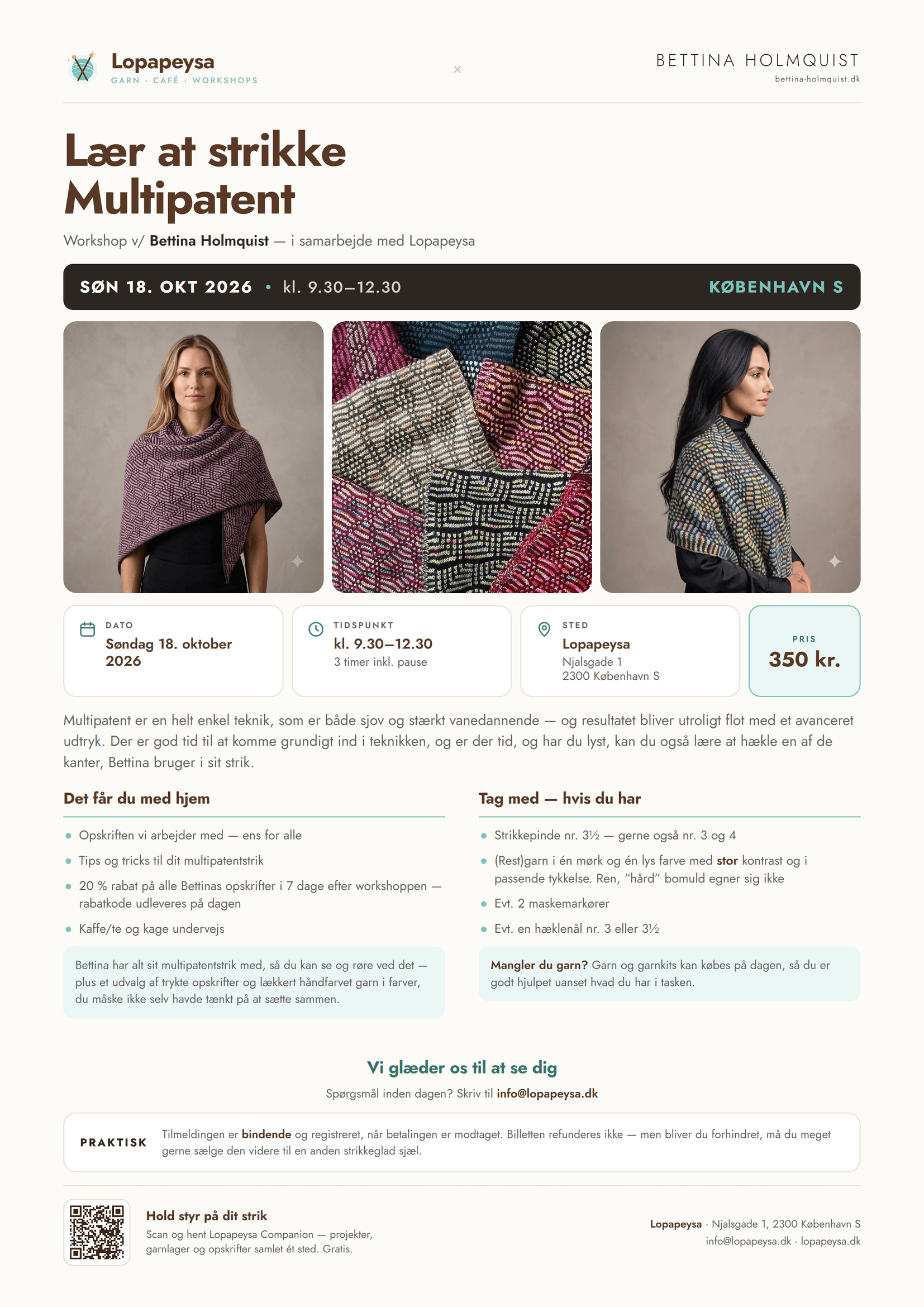Workshop - "Lær at strikke Multipatent" v/Bettina Holmquist d. 18. oktober - København