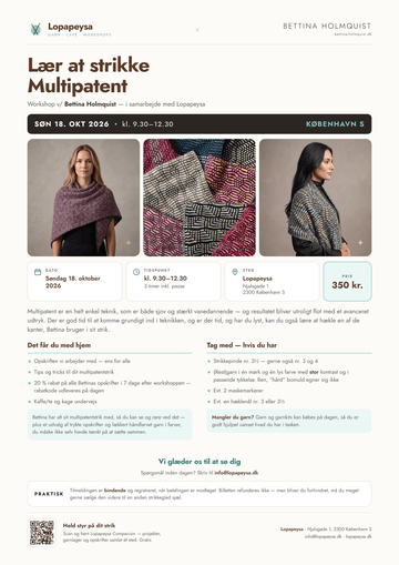 Workshop - "Lær at strikke Multipatent" v/Bettina Holmquist d. 18. oktober - København