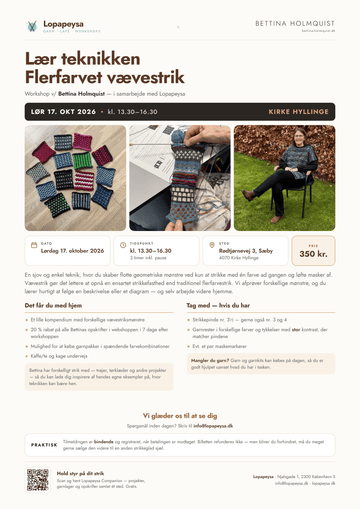 Workshop - "Flerfarvet vævestrik" v/Bettina Holmquist d. 17. oktober - Sæby, Kirke Hyllinge