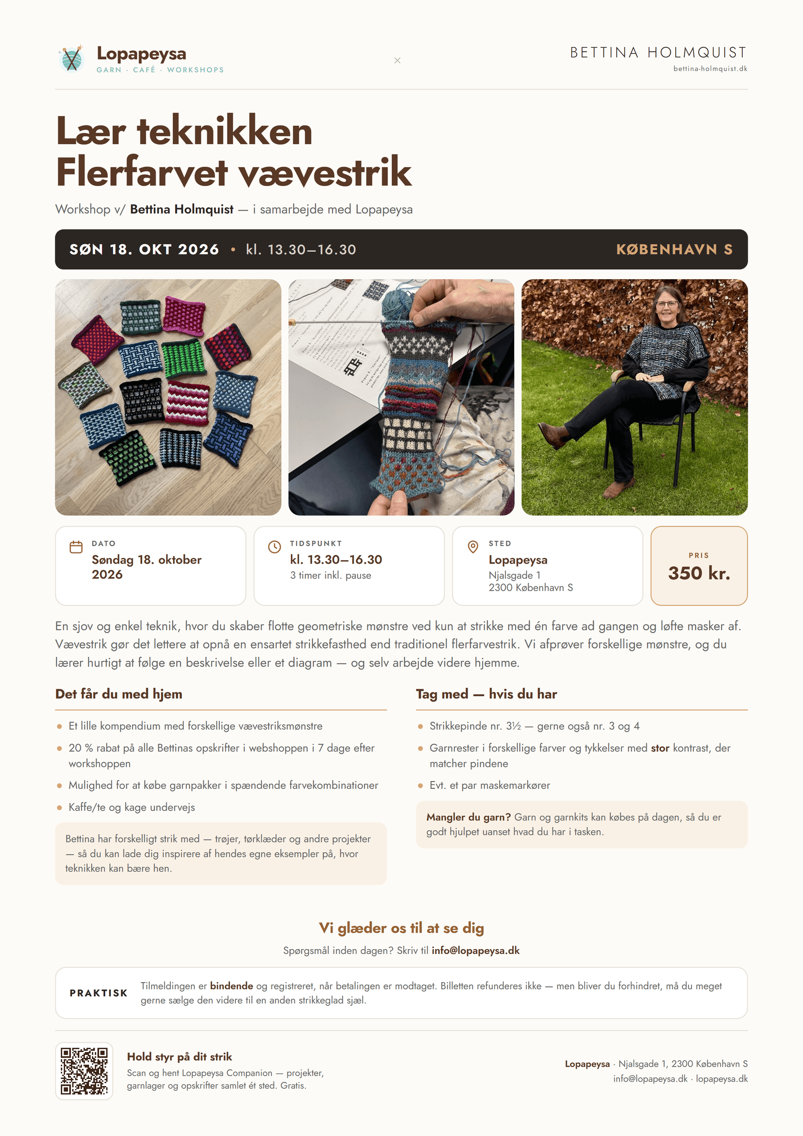 Workshop - "Flerfarvet vævestrik" v/Bettina Holmquist d. 18. oktober - København
