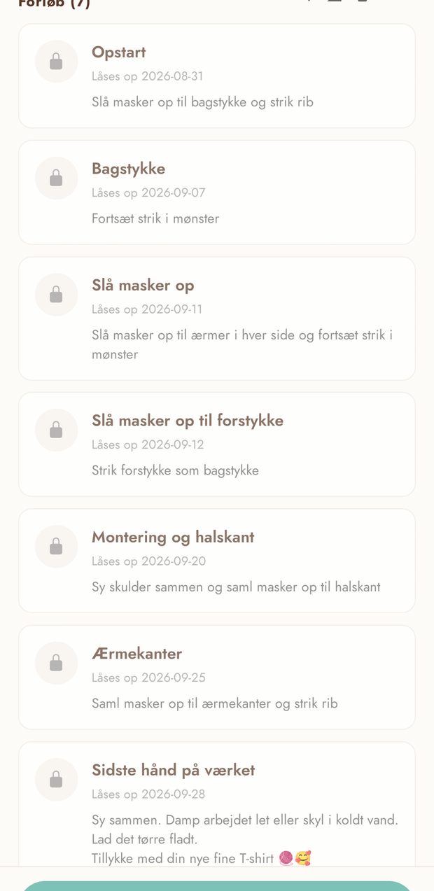 Syv delopgaver — én ad gangen